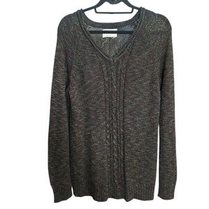 Debbie Morgan Multicolor V-Neck Cable Knit Sweater